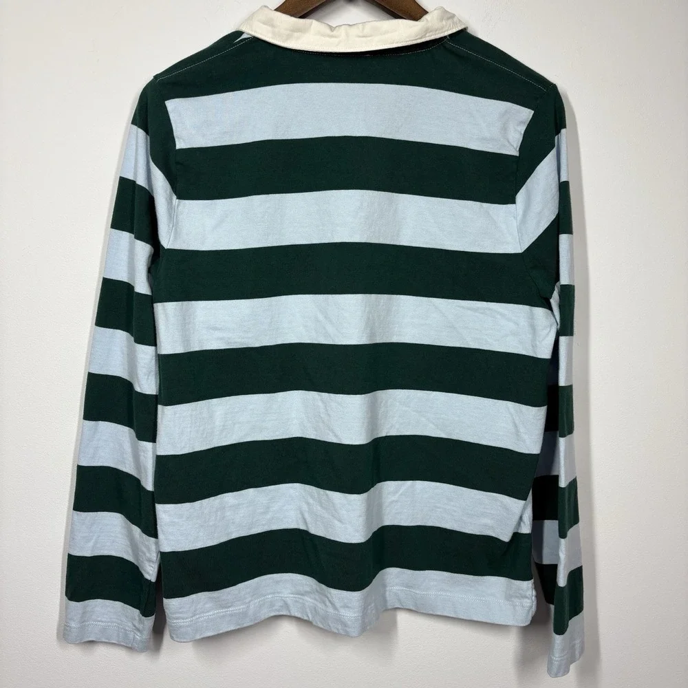 J Crew Womens Rugby Polo Shirt Size XL Blue Green Cotton Academia Classic Preppy - Picture 4 of 7